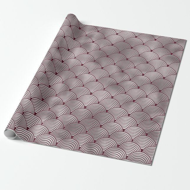 Papel De Presente Padrão Art Déco Marrom Elegante Fofo (Desenrolado)