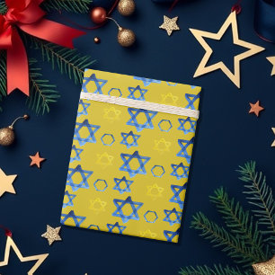Papel De Presente Padrão Artístico de Aquarela da Estrela de Davi