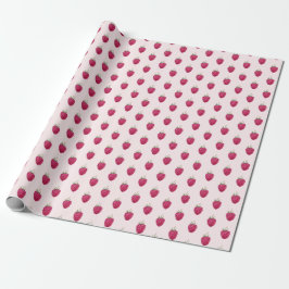 Papel De Presente Padrão Artístico de Aquarela de Framboesa Fofa