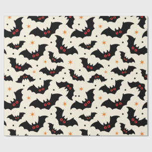Papel De Presente Padrão Assustador de Morcego Fofo de Halloween