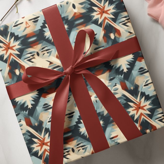 Papel De Presente Padrão Azul da Adobe Moderno do Sudoeste (Criador carregado)