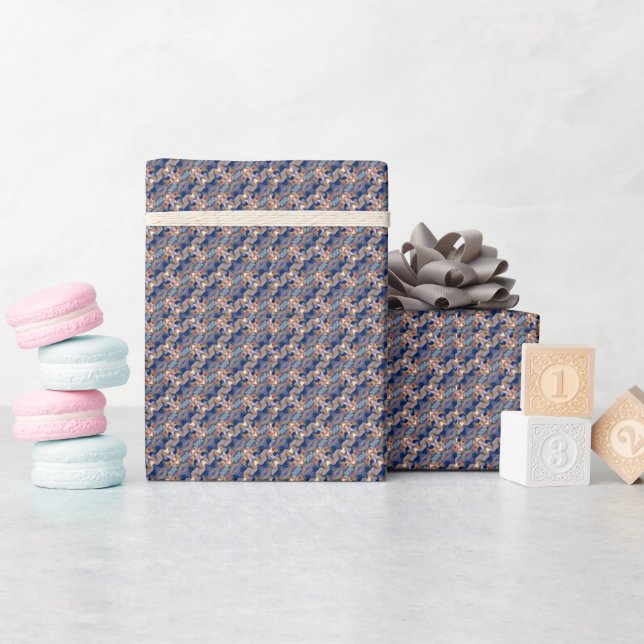Papel De Presente Padrão azul de marinho de arte moderna (Chá de bebê)
