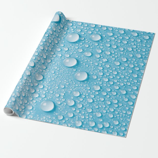 PAPEL DE PRESENTE PADRÃO AZUL DE RAINDROP WET (Desenrolado)
