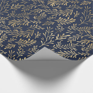 Papel De Presente Padrão Azul/Dourado