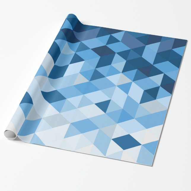 Papel De Presente Padrão Azul E Azul Claro (Desenrolado)
