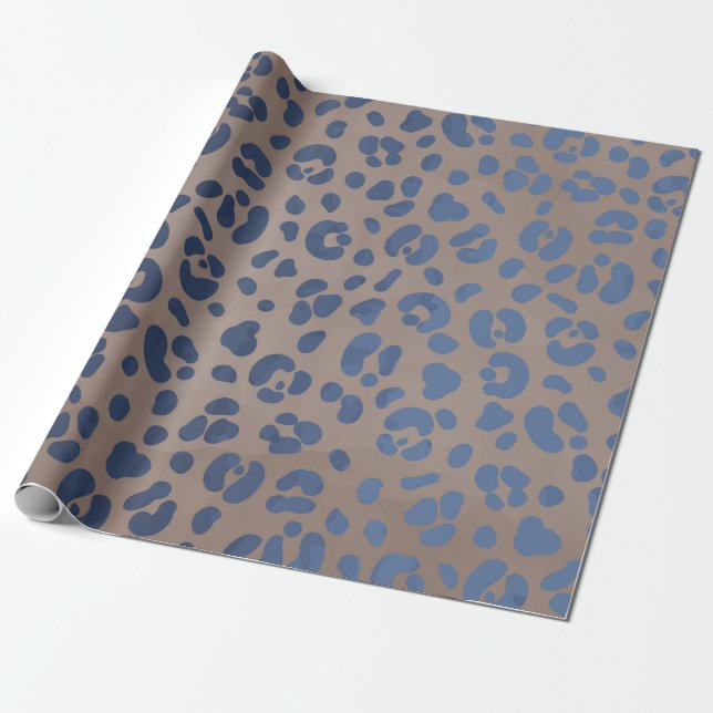 Papel De Presente Padrão Azul-Leopardo (Desenrolado)