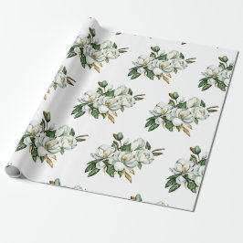 Papel De Presente Padrão Azul Magnolia de Molho