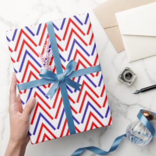 Papel De Presente padrão azul vermelho
