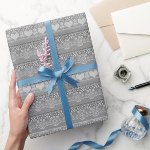 Papel De Presente Padrão Azul Vintage Lace Para Crianças E Decores