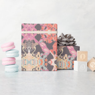 Papel De Presente Padrão Barroco Moderno Chic em Púrpura Rosa Vermel