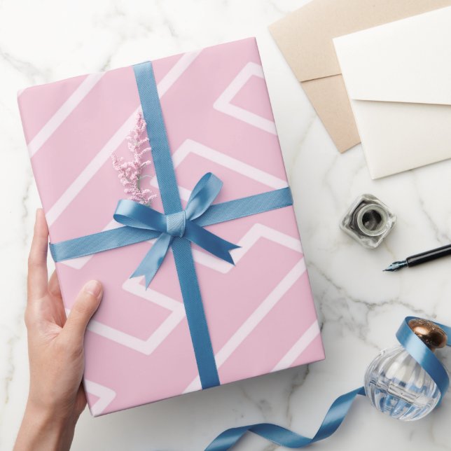 Papel De Presente Padrão Bege com Linhas Geométricas de Inspiração G (Presentear)