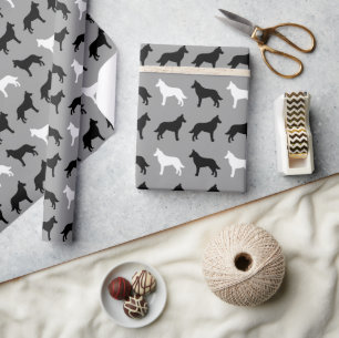 Papel De Presente Padrão Belga Malinois Silhouettes