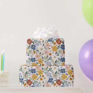 Papel De Presente Padrão Boho de Prado de Flores Silvestres
