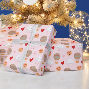 Papel De Presente Padrão Boho Fofo em Rosa