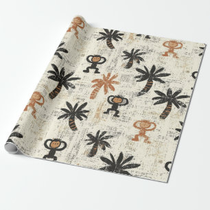 Papel De Presente Padrão Boho Monkey Jungle Safari
