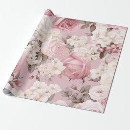 Papel De Presente Padrão bonito da flor rosa