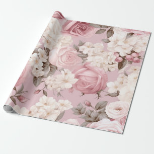 Papel De Presente Padrão bonito da flor rosa