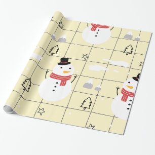 Papel De Presente Padrão Bonito de Snowman de Natal