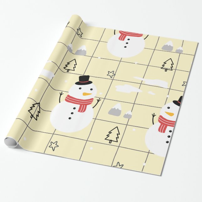 Papel De Presente Padrão Bonito de Snowman de Natal (Desenrolado)
