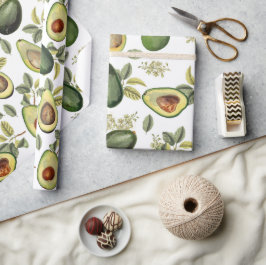 Papel De Presente Padrão Botânico Avocado Por Aquarela