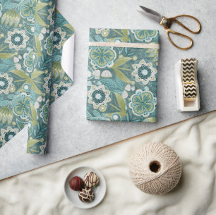 Papel De Presente Padrão Botânico Boho Floral