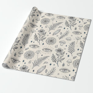 Papel De Presente Padrão Botânico Celestial (4)