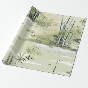 Papel De Presente Padrão Botânico da Floresta de Bambu Zen (1)