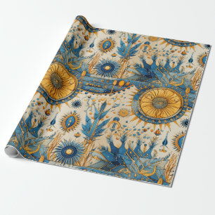 Papel De Presente Padrão Botânico de Aves Exóticas Chinoiserie (1)