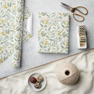 Papel De Presente Padrão Botânico de Cor de Água Leve e Ar