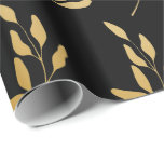 Papel De Presente Padrão Botânico de Folhas Douradas em Preto<br><div class="desc">A Planta Dourada deixa um padrão gráfico botânico floral sem costura sobre papel de moldagem de presente preto. ** Use os recursos de edição do zazzle para mudar a cor do papel para qualquer cor necessária. A cor do plano de fundo é transparente para que você possa alterá-la facilmente para...</div>