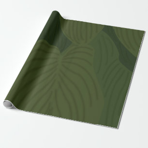 Papel De Presente Padrão Botânico de Folhas Verdes da Natureza