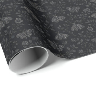 Papel De Presente Padrão Botânico de Halloween Luxuoso Escuro – Pret