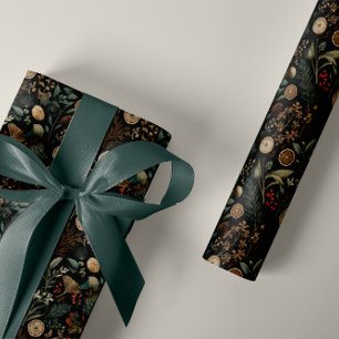 Papel De Presente Padrão Botânico de Natal de Inverno Mal-humorado