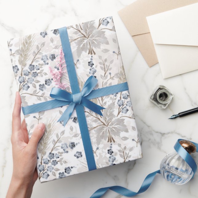 Papel De Presente Padrão Botânico Floral Boho Neutro Suave (Presentear)