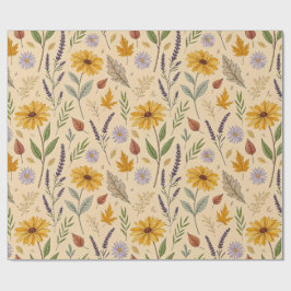 Papel De Presente Padrão Botânico Floral de Outono da Botica