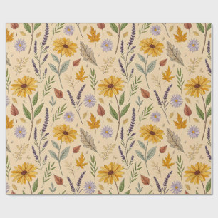 Papel De Presente Padrão Botânico Floral de Outono da Botica