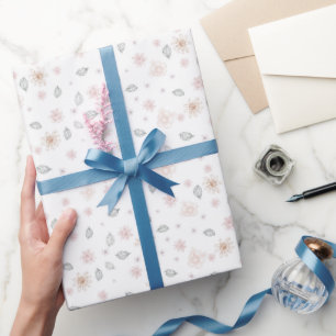 Papel De Presente Padrão Botânico Floral Simples Elegante