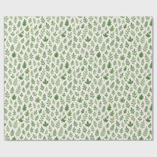 Papel De Presente Padrão Botânico Mínimo 🌿 Sem Costura - Folha Verd