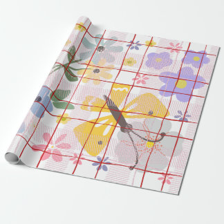 Papel De Presente Padrão botânico moderno rosa roxo de aniversário