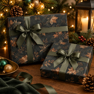 Papel De Presente Padrão Botânico Sem Costura de Folhas de Outono Es