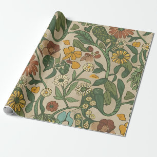 Papel De Presente Padrão botânico vintage contínuo