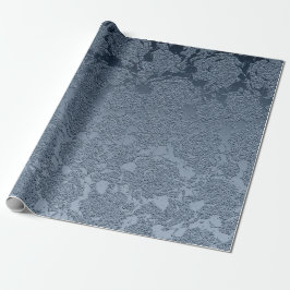 Papel De Presente Padrão Branco Azul-Dusta Floral Elegante
