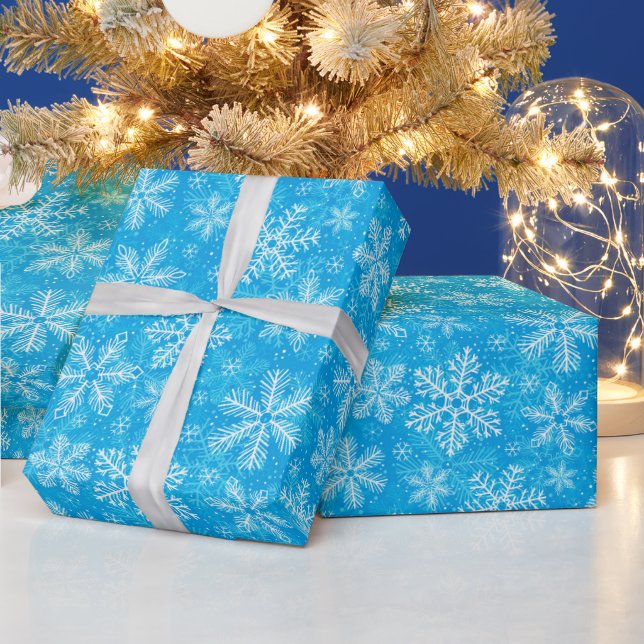 Papel De Presente Padrão branco de flocos de neve (Feriados)