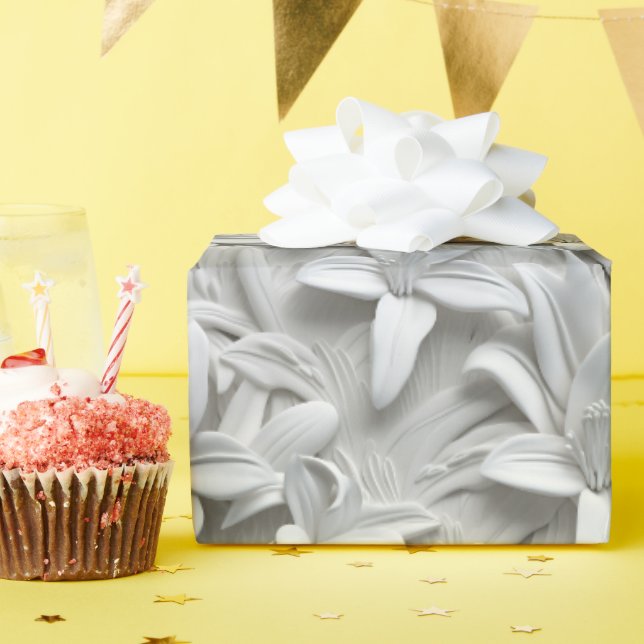 Papel De Presente Padrão branco de flores brancas sem costura (Festa de aniversário)