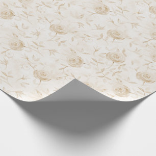 Papel De Presente Padrão Branco Elegante Floral Rosa Beige