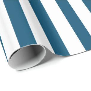 Papel De Presente Padrão Branco Moderno sobre Stripes Azuis