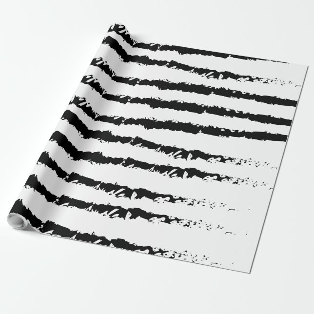 Papel De Presente Padrão branco preto listrado (Desenrolado)