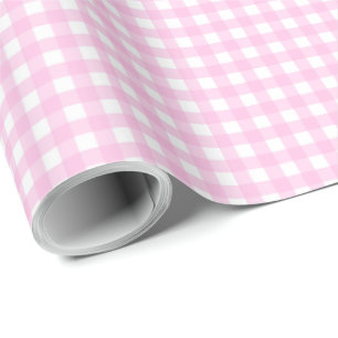 Papel De Presente Padrão branco rosa Xadrez Gingham