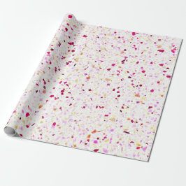 Papel De Presente Padrão Branco Roxo Vermelho Elegante Terrazzo