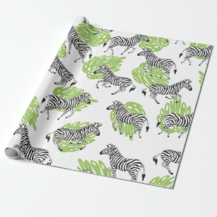 Papel De Presente Padrão branco sem costura com zebras. ilustraçã